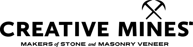 Creative Mines Logo in Black "Makers of Stone and Masonry Veneer"